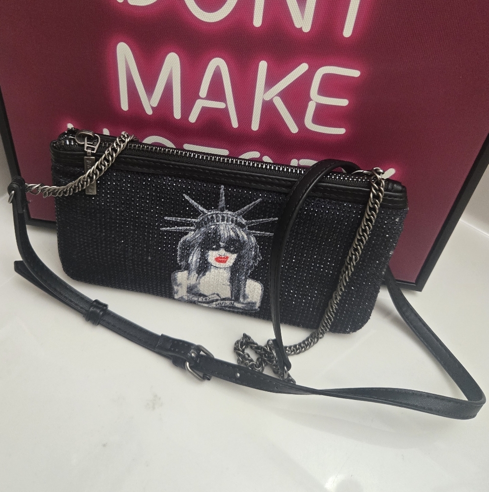 Torrid Betsey Johnson Black 🗽 Sparkle Convertible Clutch Crossbody Bag EUC - Picture 9 of 9